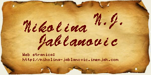 Nikolina Jablanović vizit kartica